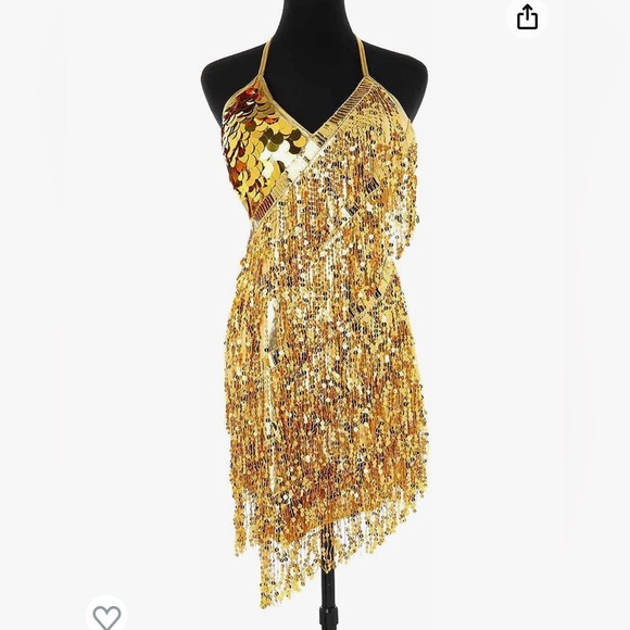 Barode sequins and fringe gold mini dress!! - Picture 7 of 12